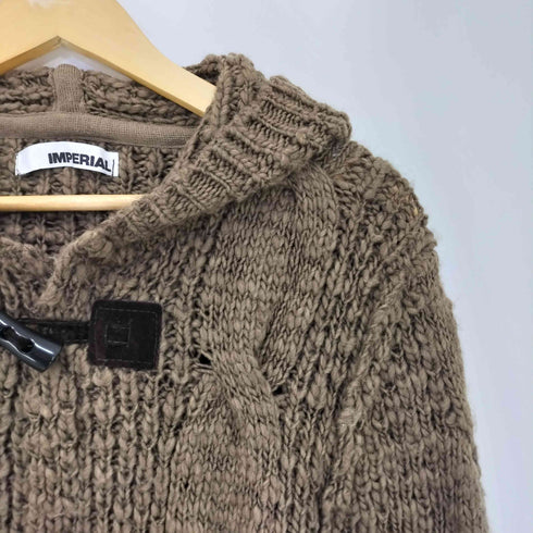 IMPERIAL イタリア製 ケーブル編み トグルボタン 比翼ジップ フーデット カーディガン Y2K メンズ