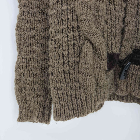 IMPERIAL イタリア製 ケーブル編み トグルボタン 比翼ジップ フーデット カーディガン Y2K メンズ