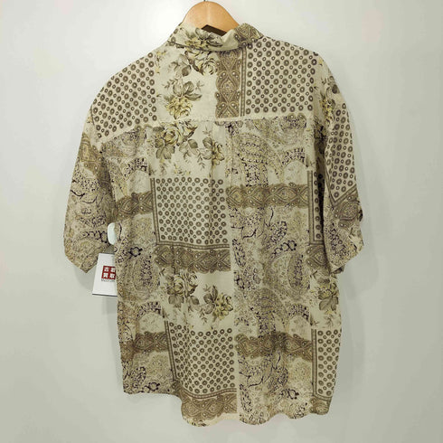 details express 90S 総柄 総シルク ショートスリーブシャツ レディース