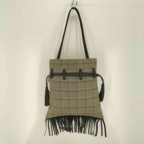 LENK グレンチェック フリンジトートバッグ レディース