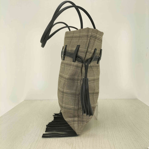 LENK グレンチェック フリンジトートバッグ レディース