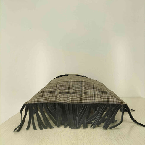 LENK グレンチェック フリンジトートバッグ レディース