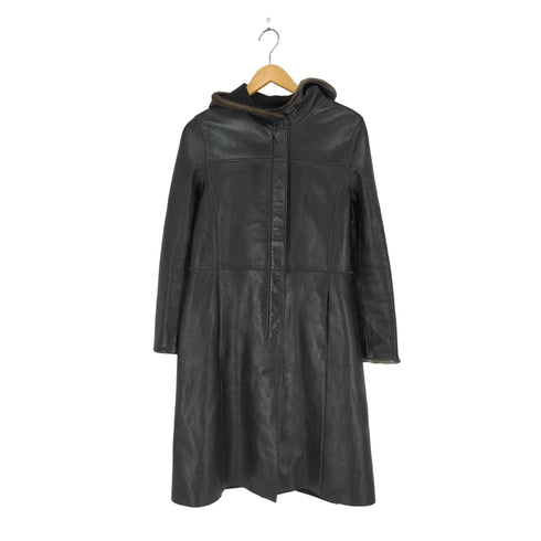 Soleil Genuine Leather フーデットレザーコート レディース JPN:L