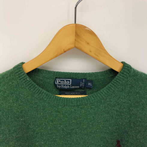 ポロバイラルフローレン Polo by RALPH LAUREN 90S LAMBS WOOL ラムウール ポニー刺繍 クルーネック ニット メンズ import:XL