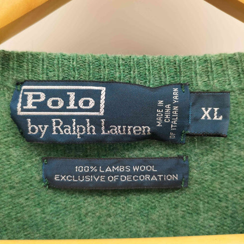 ポロバイラルフローレン Polo by RALPH LAUREN 90S LAMBS WOOL ラムウール ポニー刺繍 クルーネック ニット メンズ import:XL