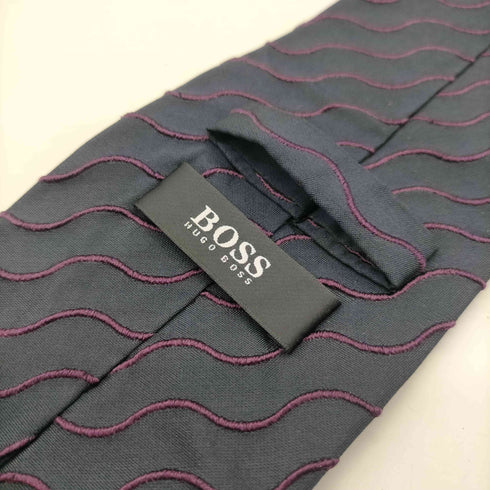 ヒューゴボス HUGO BOSS イタリア製 シルク 100 総柄 波 ネクタイ メンズ