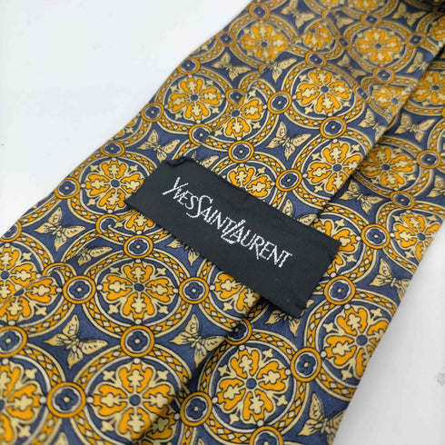 イヴサンローラン Yves Saint Laurent 日本製 総柄 蝶々花 アート ネクタイ メンズ