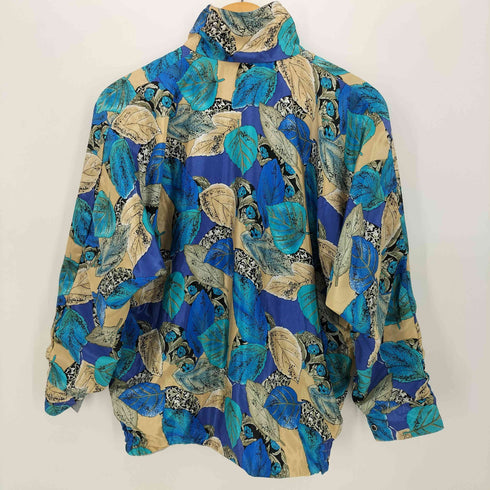 リバーシブル 総柄 フラワー ジップアップ ブルゾン レディース