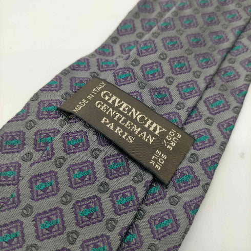 ジバンシィ GIVENCHY イタリア製 シルク 100 総柄 ダイヤ ネクタイ メンズ
