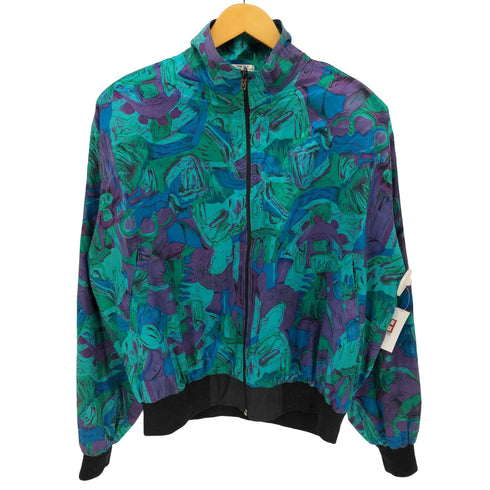 THAI SILK 総柄 シルク ジップアップ ブルゾン レディース