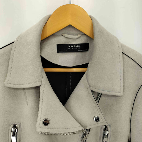 ザラ ZARA BASIC スエード ライダースジャケット レディース import:L