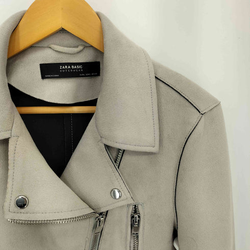 ザラ ZARA BASIC スエード ライダースジャケット レディース import:L