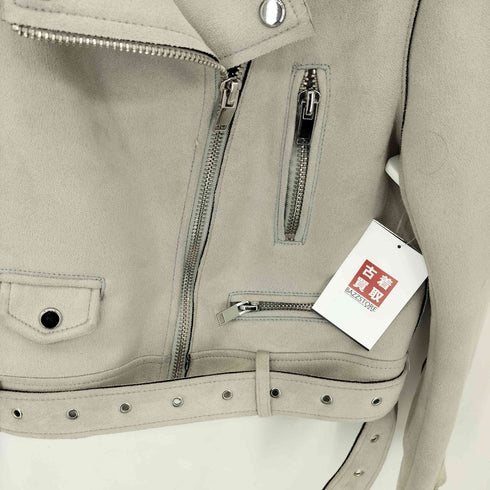 ザラ ZARA BASIC スエード ライダースジャケット レディース import:L
