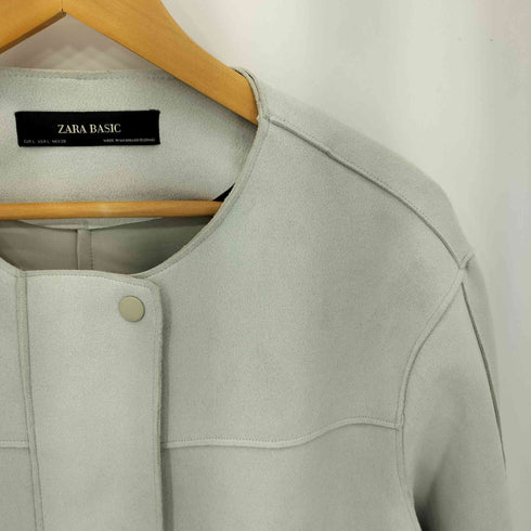 ザラ ZARA BASIC スエード ノーカラージャケット レディース import:L