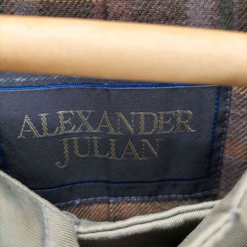 アレキサンダージュリアン ALEXANDER JULIAN 裏地マドラスチェック 玉虫 バルマカーン ステンカラー ロング コート メンズ 175