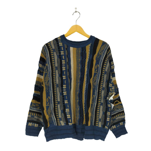 総柄3Dニット メンズ M