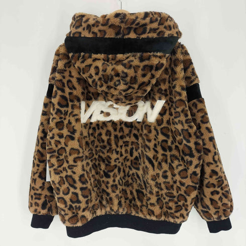 ヴィジョンストリートウェア VISION STREET WEAR レオパード柄 ロゴ刺繍 フーディー ボア ジャケット レディース import:M