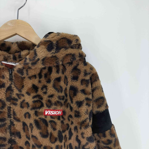 ヴィジョンストリートウェア VISION STREET WEAR レオパード柄 ロゴ刺繍 フーディー ボア ジャケット レディース import:M