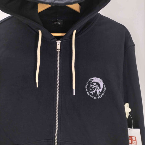 ディーゼル DIESEL ONLY THE BRAVE ワンポイント プリント ジップ フーディー パーカー メンズ