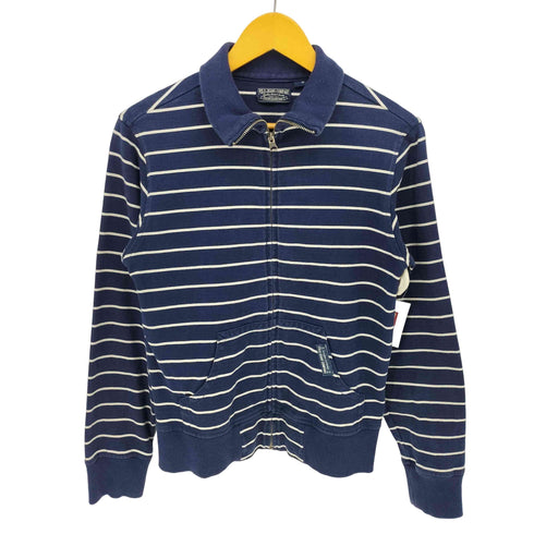 ポロジーンズカンパニーラルフローレン POLO JEANS COMPANY RALPH LAUREN 90-00S IDEAL ジップ ロゴパッチ スタンドカラー ジップアップ ボーダー スウェット メンズ import:M