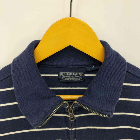 ポロジーンズカンパニーラルフローレン POLO JEANS COMPANY RALPH LAUREN 90-00S IDEAL ジップ ロゴパッチ スタンドカラー ジップアップ ボーダー スウェット メンズ import:M