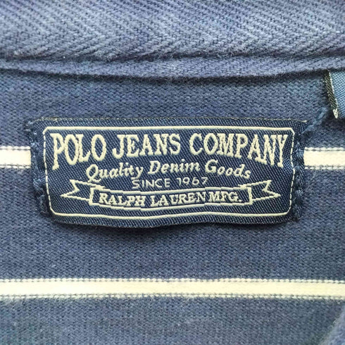 ポロジーンズカンパニーラルフローレン POLO JEANS COMPANY RALPH LAUREN 90-00S IDEAL ジップ ロゴパッチ スタンドカラー ジップアップ ボーダー スウェット メンズ import:M