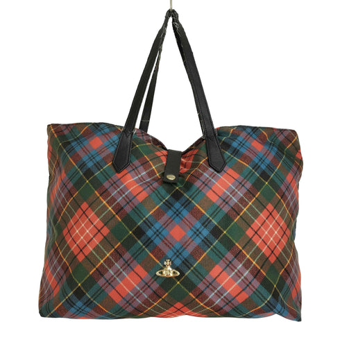 ヴィヴィアンウエストウッド Vivienne Westwood ナイロン ハンドレザー チェック トートバック レディース