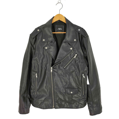 ザラ ZARA FAUX LEATHER BIKER JACKET メンズ import:L