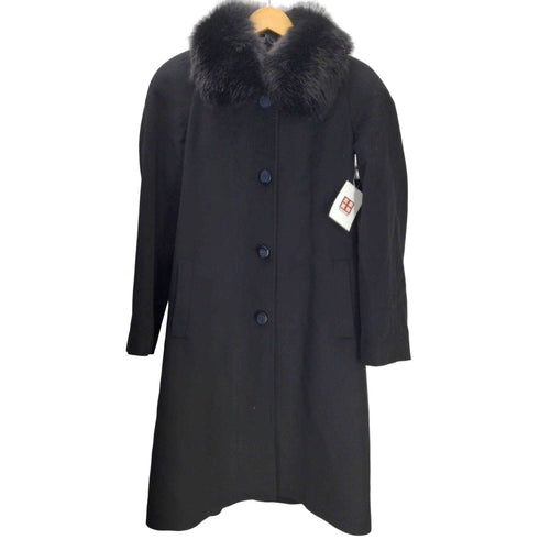 ピュア カシミヤ pure cashmere PURE CASHMERE 100% & Real Fur Balmacaan Coat ピュア カシミア 100% 襟リアルファー バルマカーン ステンカラー ロング コート 比翼 レディース 9