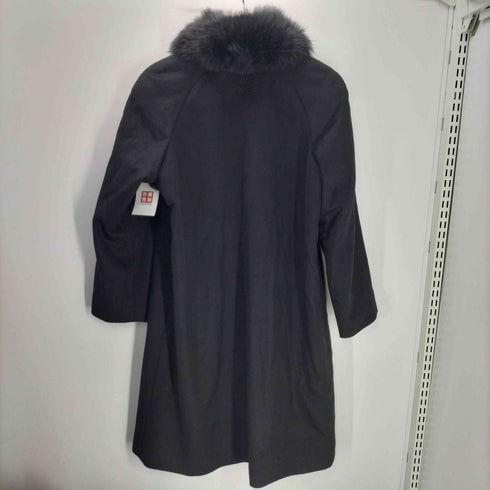ピュア カシミヤ pure cashmere PURE CASHMERE 100% & Real Fur Balmacaan Coat ピュア カシミア 100% 襟リアルファー バルマカーン ステンカラー ロング コート 比翼 レディース 9