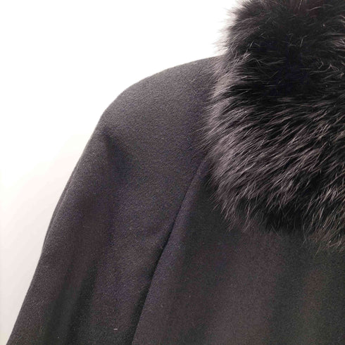 ピュア カシミヤ pure cashmere PURE CASHMERE 100% & Real Fur Balmacaan Coat ピュア カシミア 100% 襟リアルファー バルマカーン ステンカラー ロング コート 比翼 レディース 9