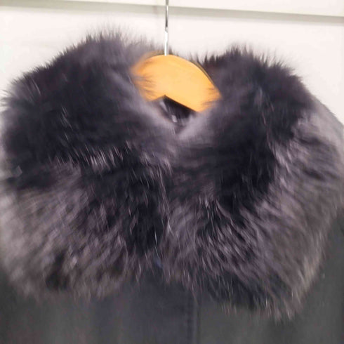 ピュア カシミヤ pure cashmere PURE CASHMERE 100% & Real Fur Balmacaan Coat ピュア カシミア 100% 襟リアルファー バルマカーン ステンカラー ロング コート 比翼 レディース 9