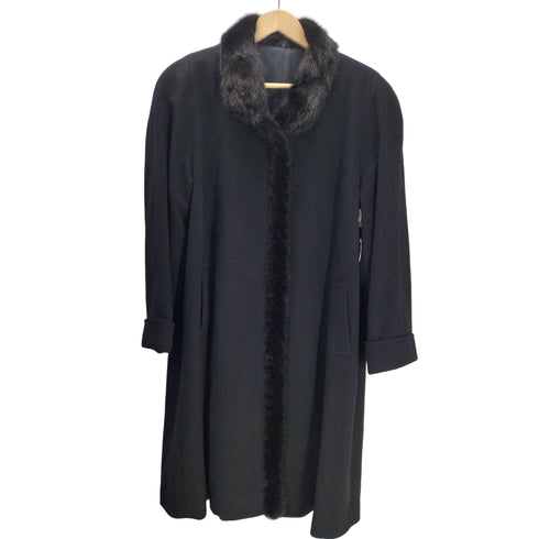 ピュア カシミヤ pure cashmere PURE CASHMERE 100% & Mink Real Fur Balmacaan Coat ピュア カシミア 100% ミンク リアルファー 装飾 バルマカーン ステンカラー ロング コート 比翼 レディース 9