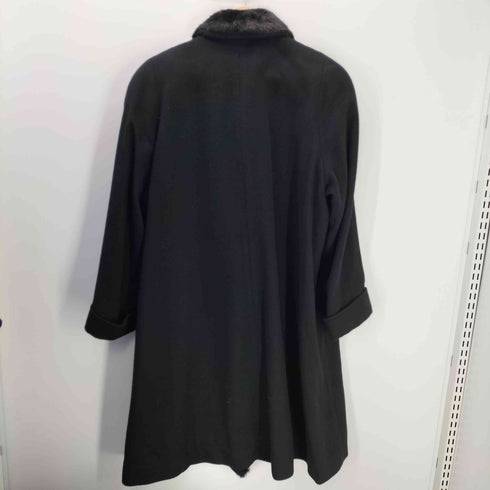 ピュア カシミヤ pure cashmere PURE CASHMERE 100% & Mink Real Fur Balmacaan Coat ピュア カシミア 100% ミンク リアルファー 装飾 バルマカーン ステンカラー ロング コート 比翼 レディース 9
