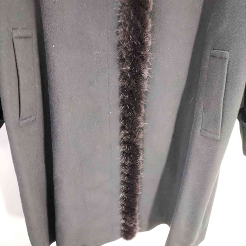 ピュア カシミヤ pure cashmere PURE CASHMERE 100% & Mink Real Fur Balmacaan Coat ピュア カシミア 100% ミンク リアルファー 装飾 バルマカーン ステンカラー ロング コート 比翼 レディース 9