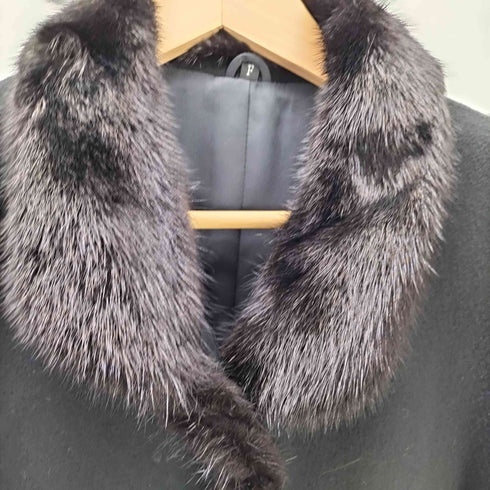 ピュア カシミヤ pure cashmere PURE CASHMERE 100% & Mink Real Fur Balmacaan Coat ピュア カシミア 100% ミンク リアルファー 装飾 バルマカーン ステンカラー ロング コート 比翼 レディース 9