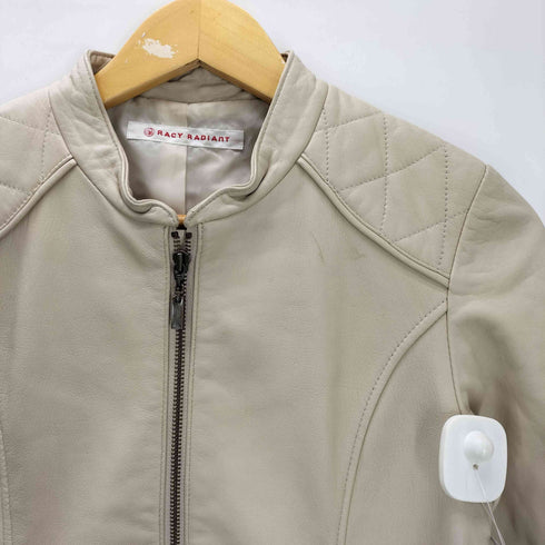 Lamb Leathe Rracing Lacket 羊革 ラムレザーシングル ジップアップ レーシング ライダース ジャケット レディース import:M