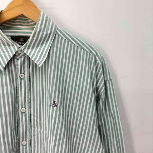 ヴィヴィアンウエストウッドマン Vivienne Westwood MAN オーブ刺繍 ストライプ柄 コットン L/S レギュラーカラー シャツ メンズ