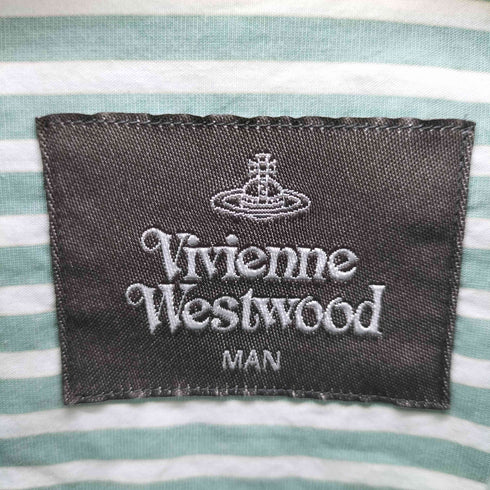 ヴィヴィアンウエストウッドマン Vivienne Westwood MAN オーブ刺繍 ストライプ柄 コットン L/S レギュラーカラー シャツ メンズ