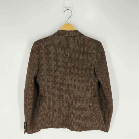 バーバリーズ BURBERRYS イングランド製 パネルレザー アジャスター ヘリンボーン ウール1Bテーラードジャケット レディース