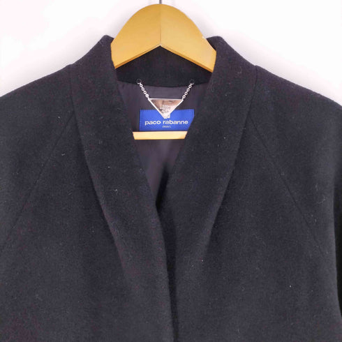 PACO RABANNE カシミヤ混 ノーカラー ロングコート レディース 9AR