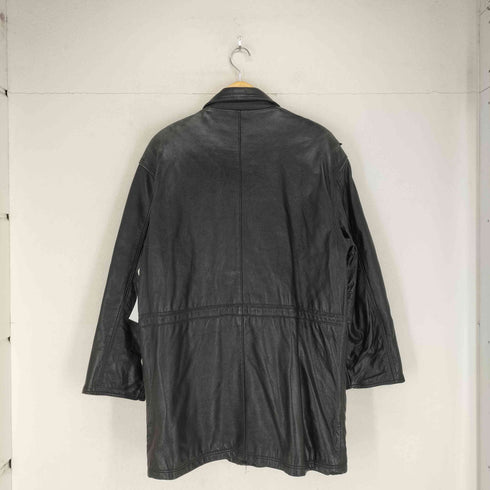 ストラスコナー STRATHCONAR lamb leather 裏地総柄ラムレザーカーコート メンズ L