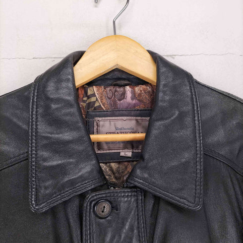 ストラスコナー STRATHCONAR lamb leather 裏地総柄ラムレザーカーコート メンズ L