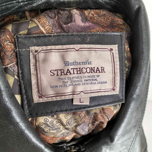 ストラスコナー STRATHCONAR lamb leather 裏地総柄ラムレザーカーコート メンズ L