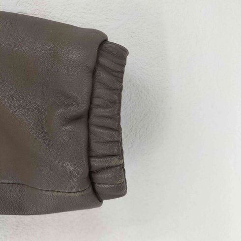インディヴィ INDIVI lamb leather ラムレザー ノーカラーレザージャケット レディース 36