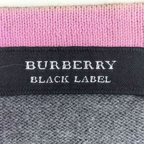 バーバリーブラックレーベル BURBERRY BLACK LABEL コットン 6B ピンクライン カーディガン メンズ JPN:2