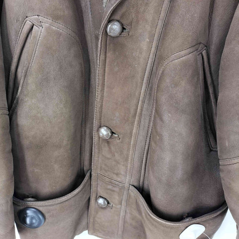 COLZER MADE IN Spain スペイン製 ユーロ 裏ボア 本革 リアルレザー ムートン コート くるみ ボタン メンズ