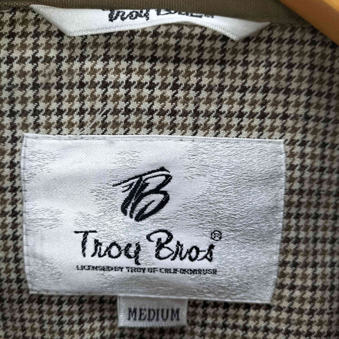 トロイブロス TROY BROS 襟裏 千鳥格子 ハウンドトゥース ロゴ刺繍 スウィングトップ ブルゾン ジャケット メンズ import:M
