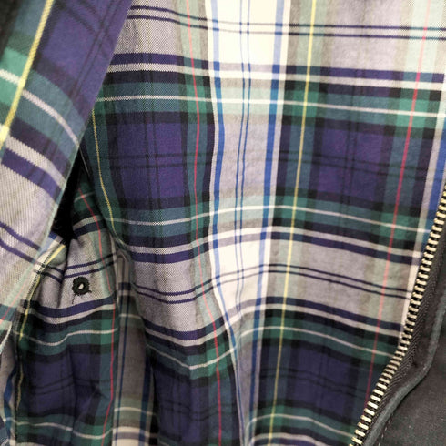 ポロバイラルフローレン Polo by RALPH LAUREN 90S ポニー 刺繍 裏地マドラスチェック コットン ハリントン ジャケット スウィングトップ ブルゾン ベル型 TALON ジップ メンズ import:S