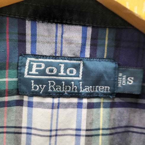 ポロバイラルフローレン Polo by RALPH LAUREN 90S ポニー 刺繍 裏地マドラスチェック コットン ハリントン ジャケット スウィングトップ ブルゾン ベル型 TALON ジップ メンズ import:S